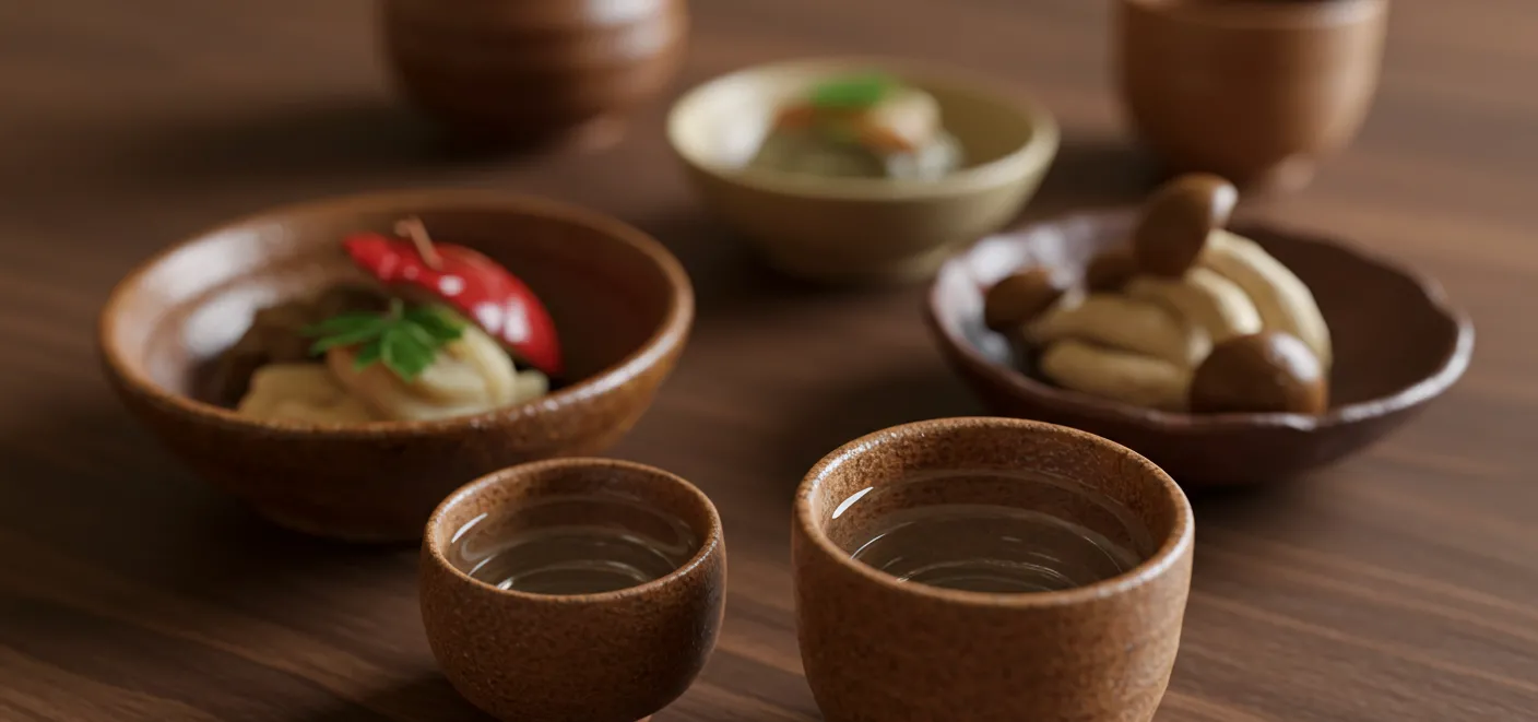 きのこ料理とひやおろしのペアリングイメージ
