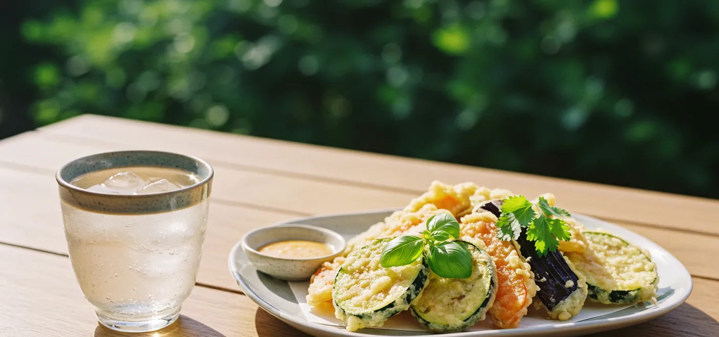 夏野菜の天ぷらと冷酒のペアリングイメージ